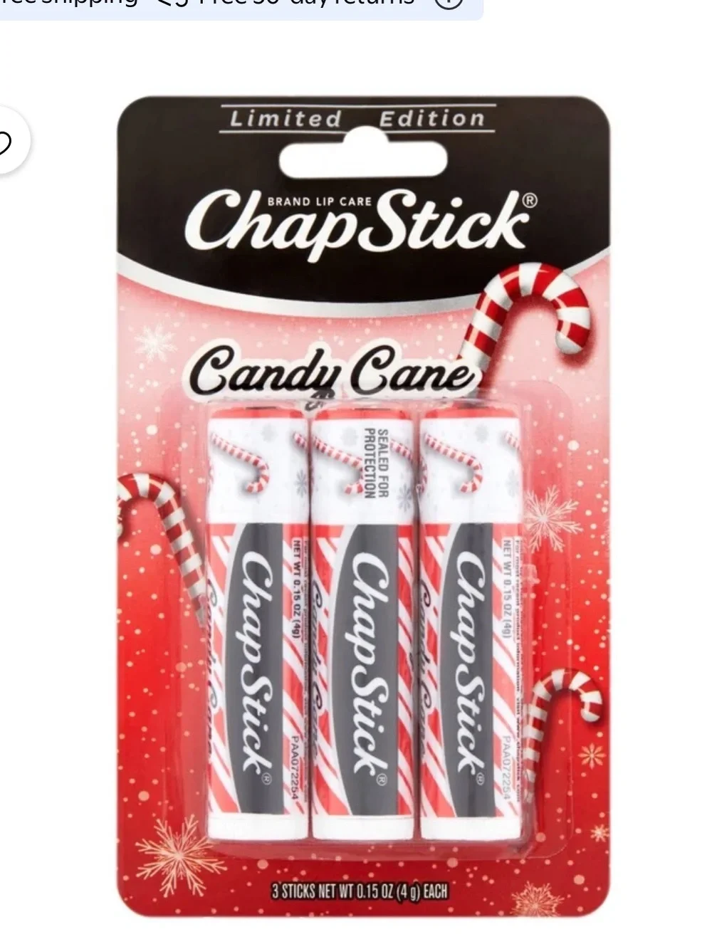 Chapstick Candy Cane Lip Balm - 3 Pack